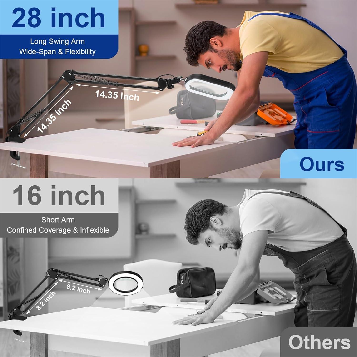 Lupa Iluminada 10X Jeedefi con Luz y Abrazadera Flexible