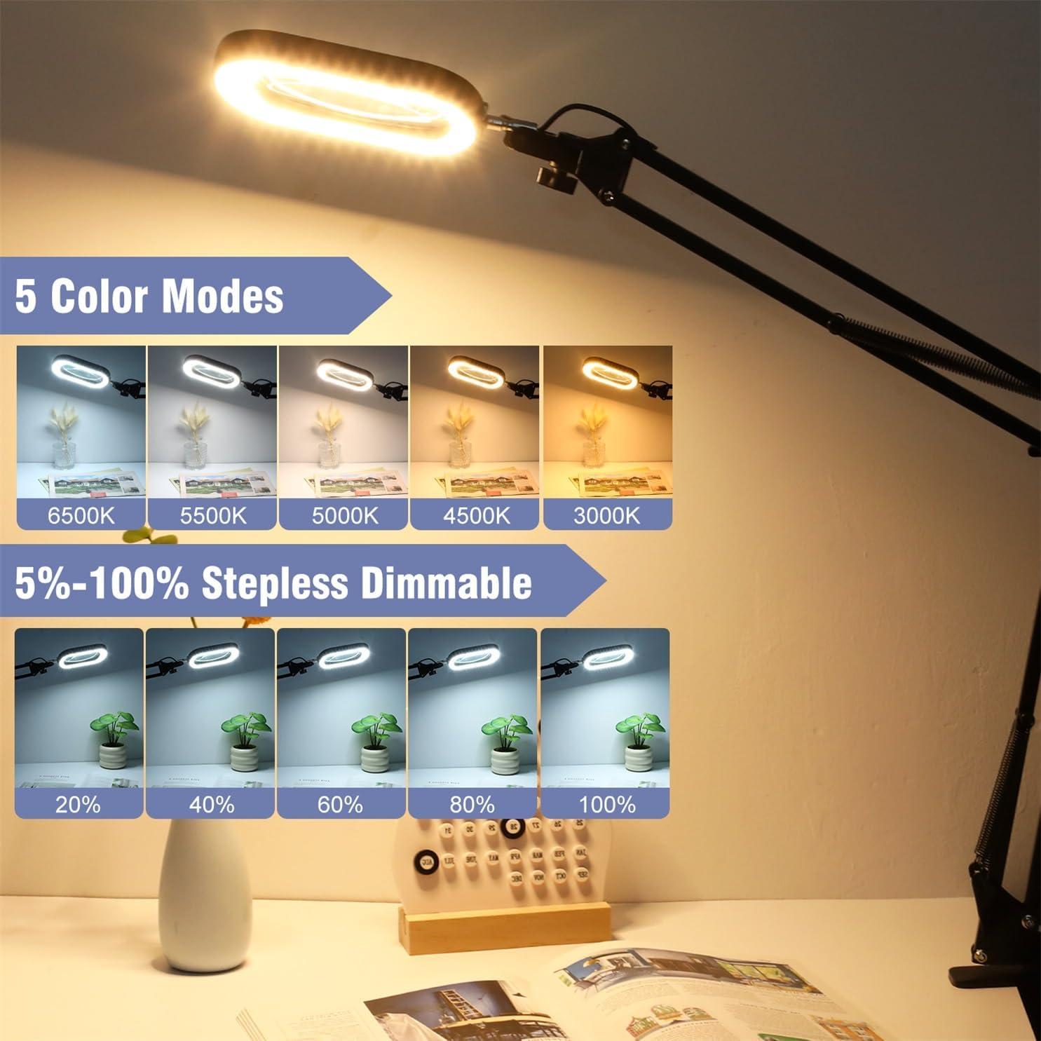 Lupa Iluminada 10X Jeedefi con Luz y Abrazadera Flexible