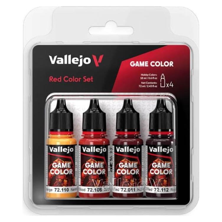 Set de Pintura Acrílica Vallejo Rojo 4 Botellas 18 ml