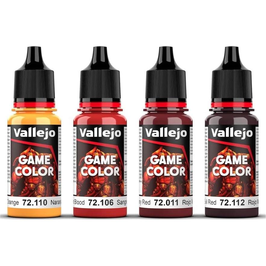 Set de Pintura Acrílica Vallejo Rojo 4 Botellas 18 ml