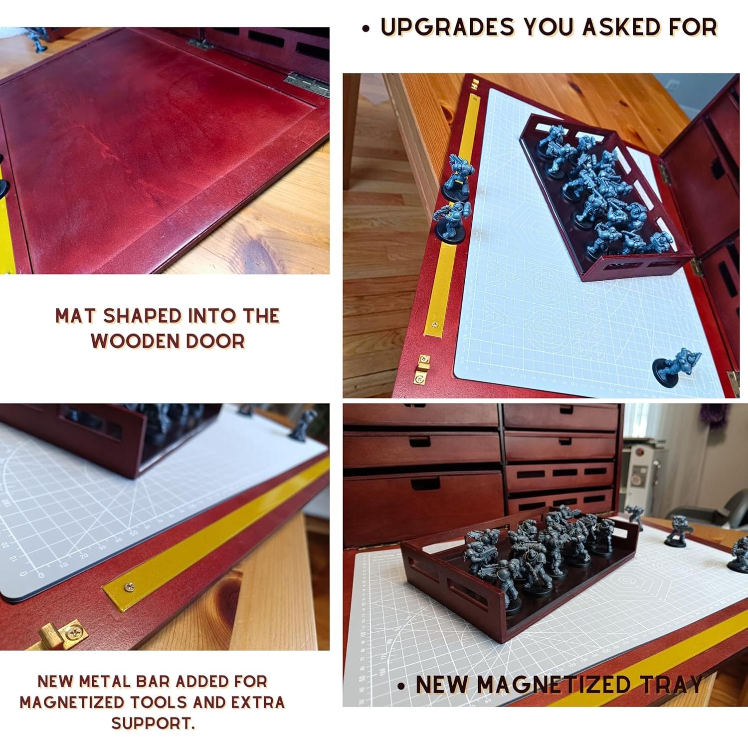 Caja de Pintura Miniatura FOXBITE - Organizador de Madera 49.5x16.5x38.1cm