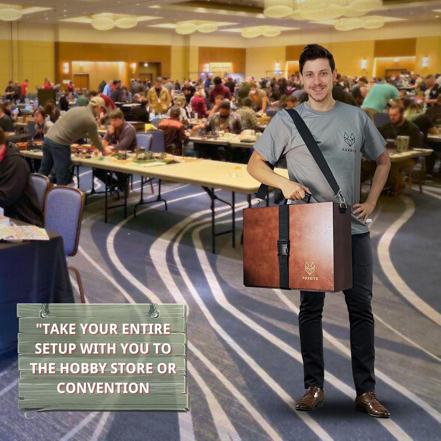 Caja de Pintura Miniatura FOXBITE - Organizador de Madera 49.5x16.5x38.1cm