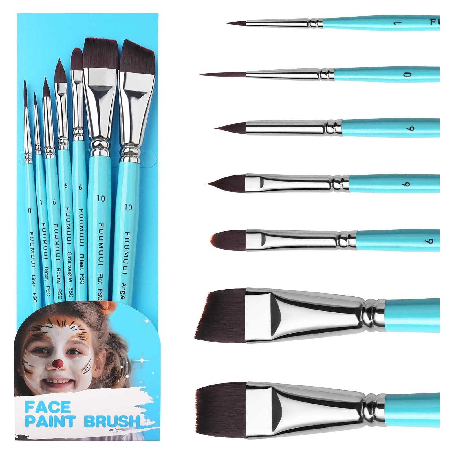 Juego de Pinceles para Pintura Facial Fuumuui 7 Pcs Profesional