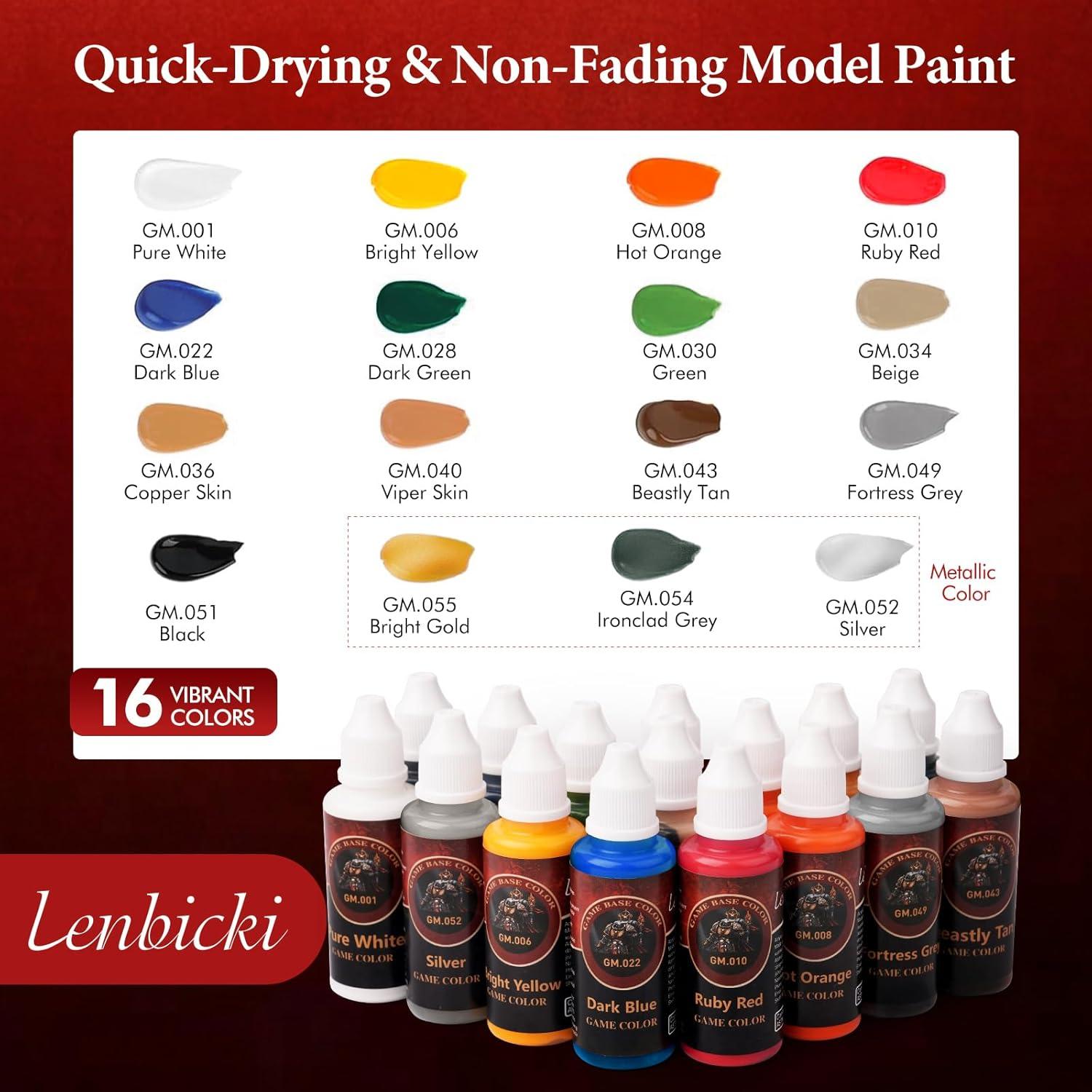 Juego de Pintura Acrílica Profesional 16 Colores Lenbicki 20ml