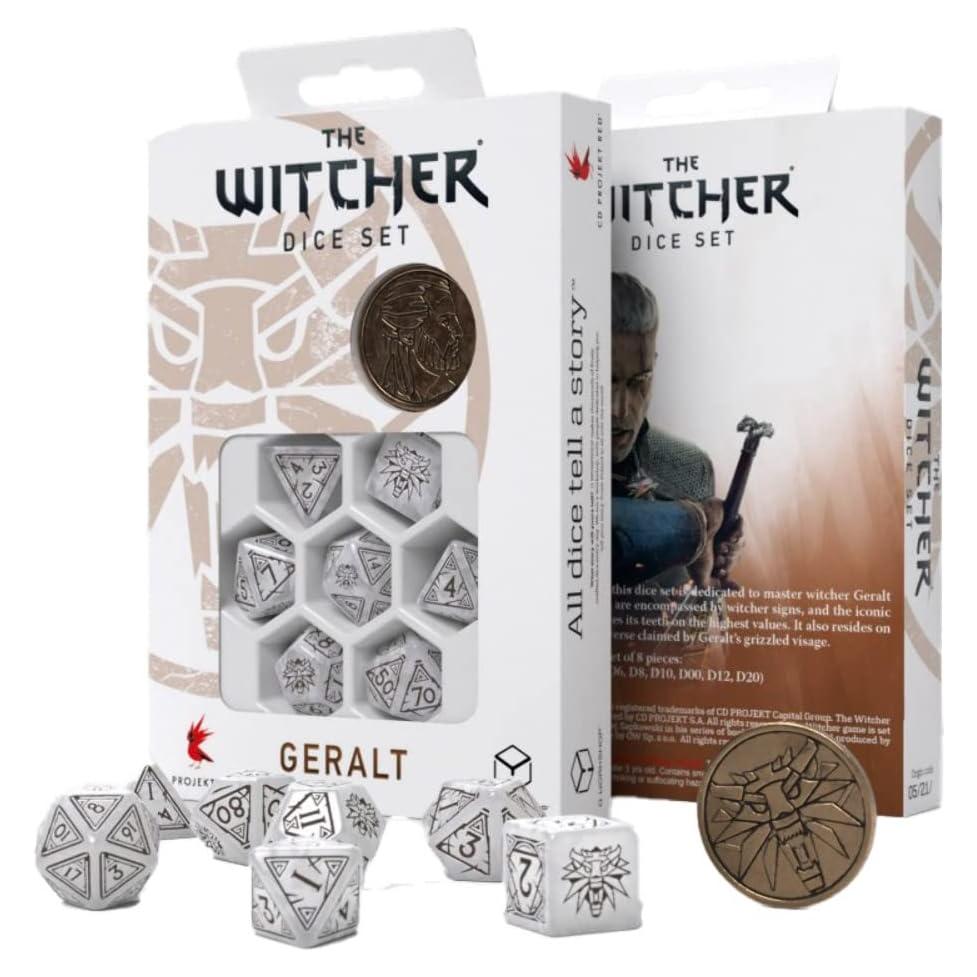 Conjunto de Dados RPG Witcher Q-Workshop Geralt Lobo Blanco