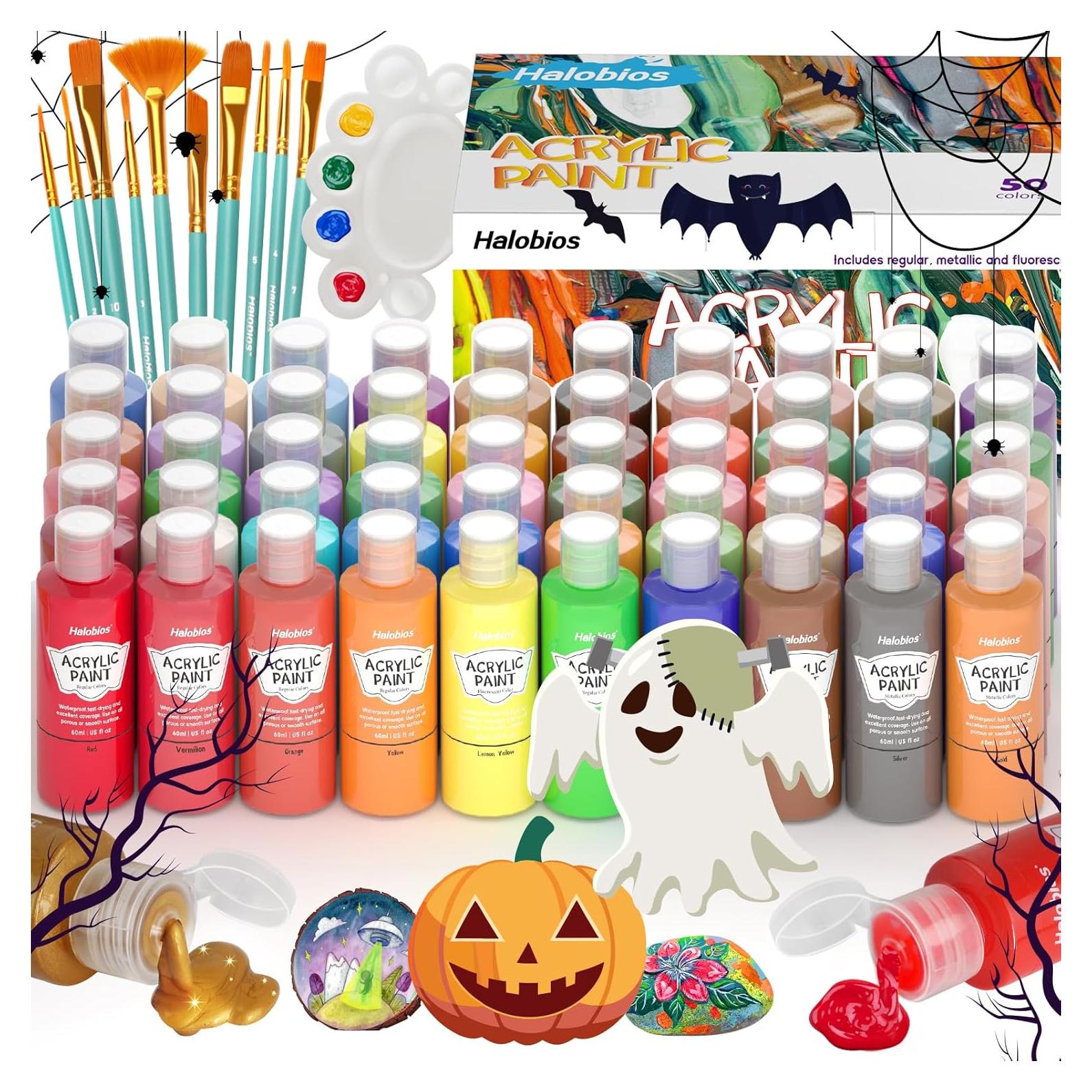 Juego de Pintura Acrílica Halobios 50 Colores 60 ml Premium