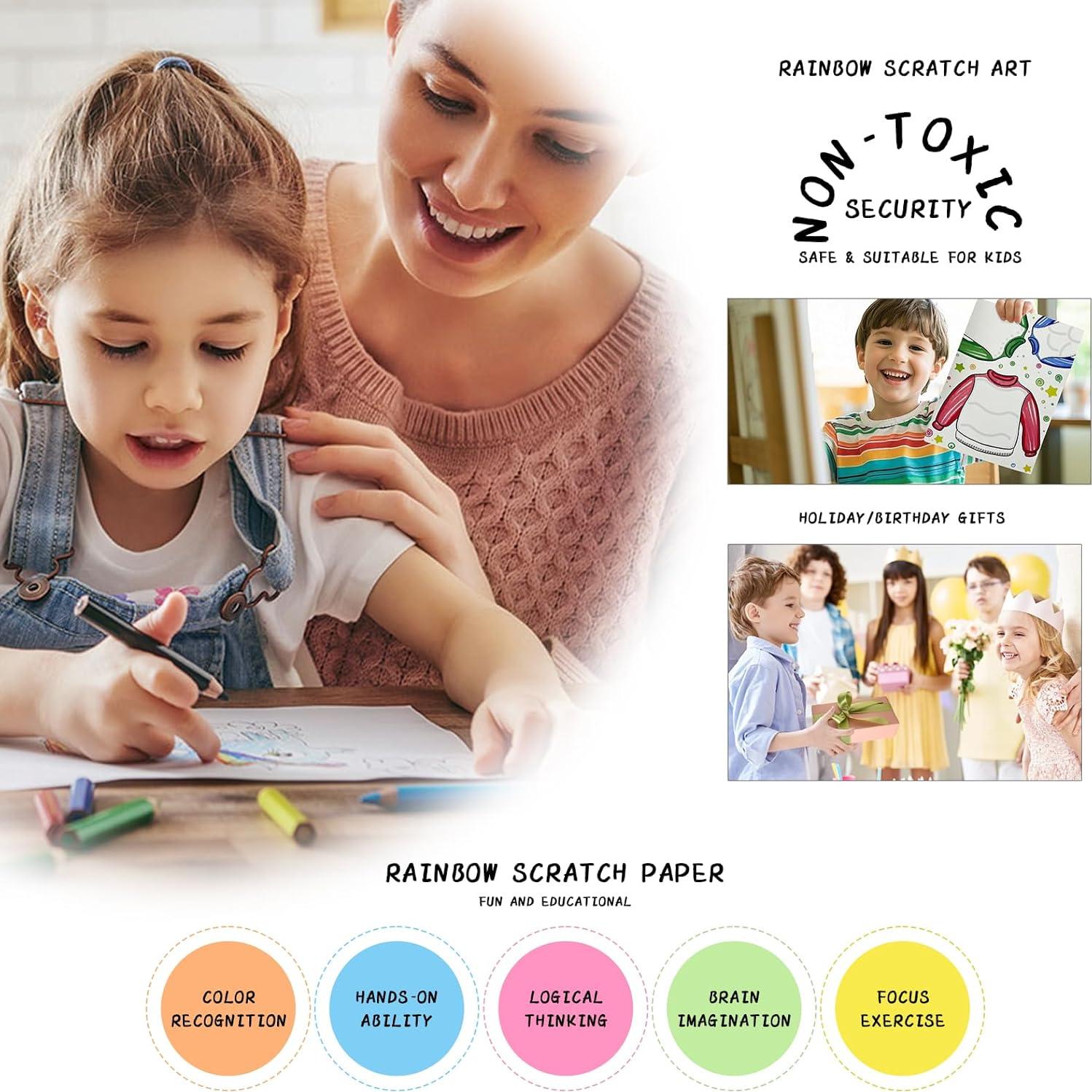 Kit de Arte de Rasguño Arcoíris EGOBUY para Niños 20.6x13cm