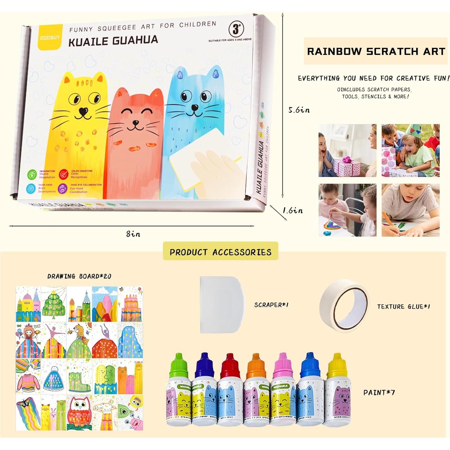 Kit de Arte de Rasguño Arcoíris EGOBUY para Niños 20.6x13cm