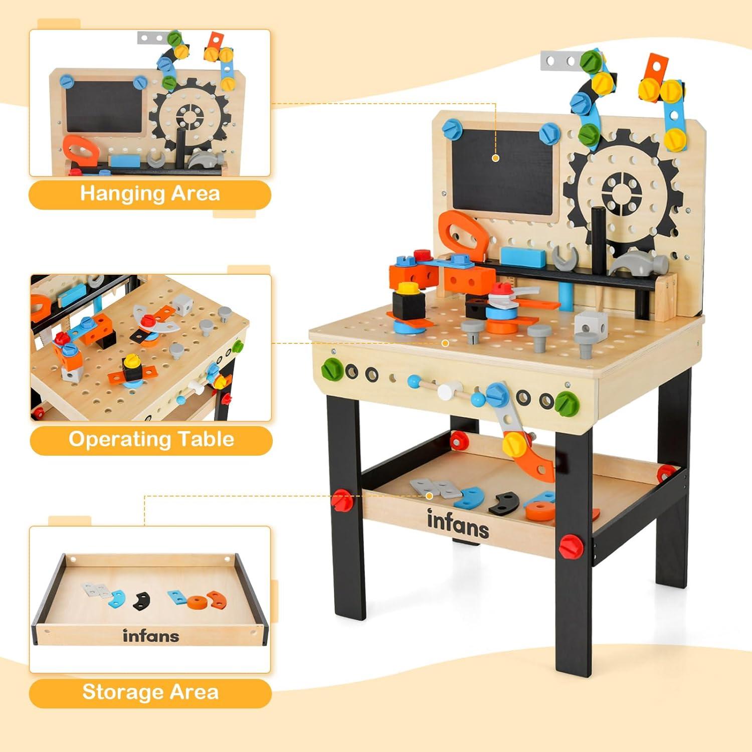 Banco de Herramientas INFANS para Niños con 75 Accesorios