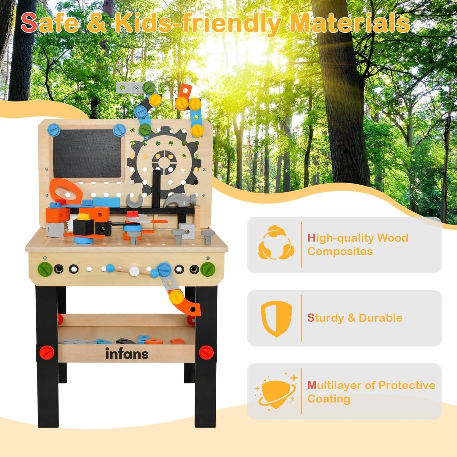 Banco de Herramientas INFANS para Niños con 75 Accesorios