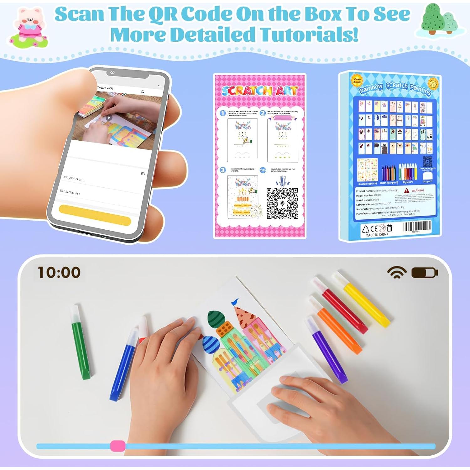 Kit de Arte de Rasguño Arcoíris GAKICO para Niños - 20.1x12.7 cm