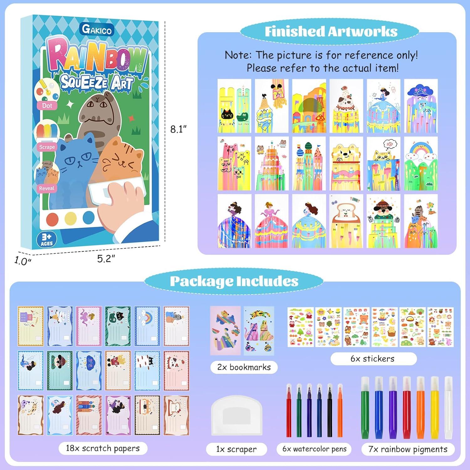 Kit de Arte de Rasguño Arcoíris GAKICO para Niños - 20.1x12.7 cm