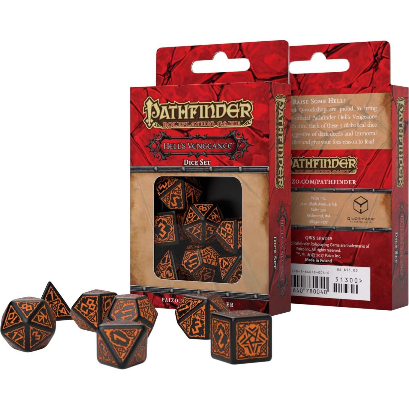 Dados RPG Ornamentados Q-Workshop Pathfinder Hell's Vengeance 7 Piezas
