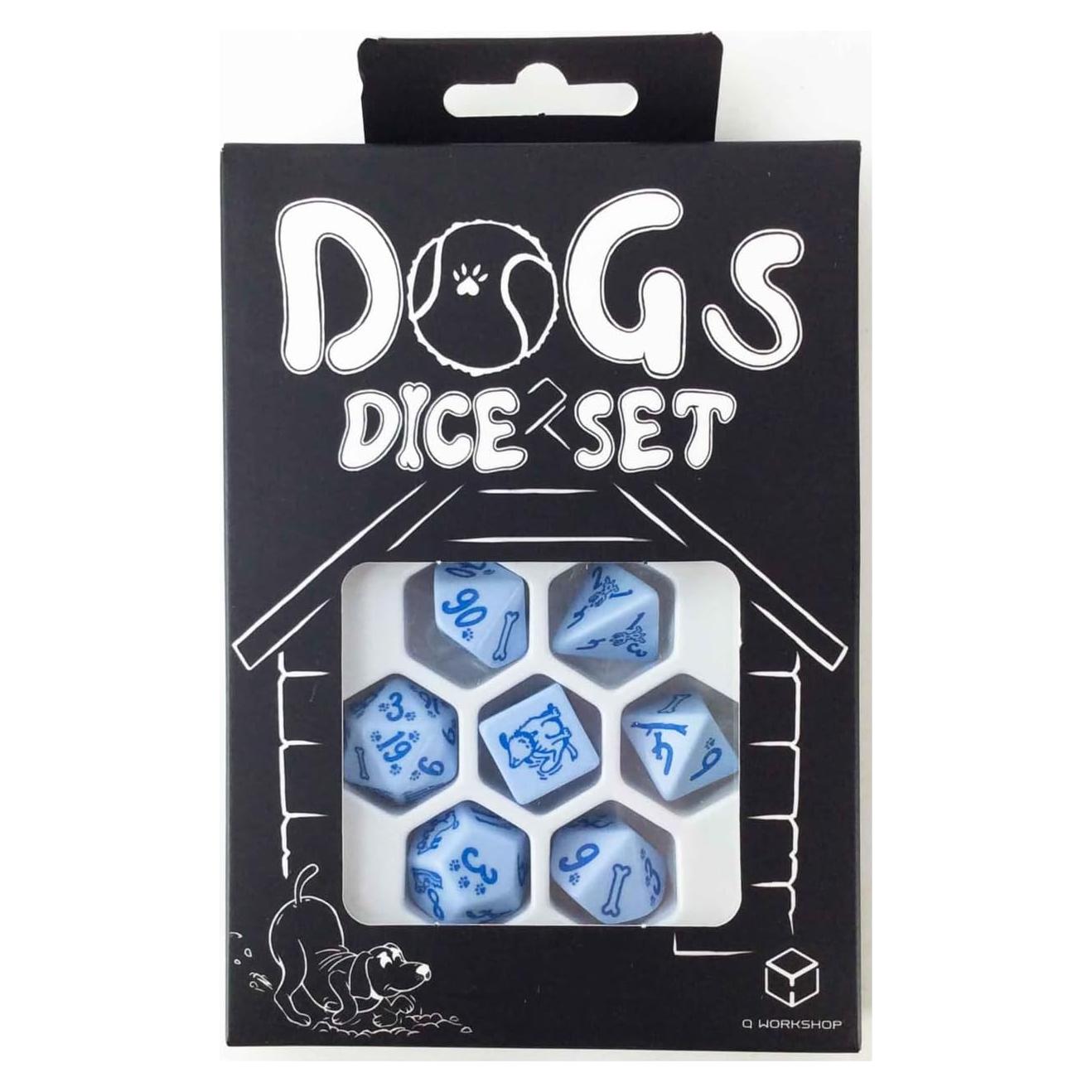 Juego de Dados de Perros Max Q-Workshop 7 Piezas Azul