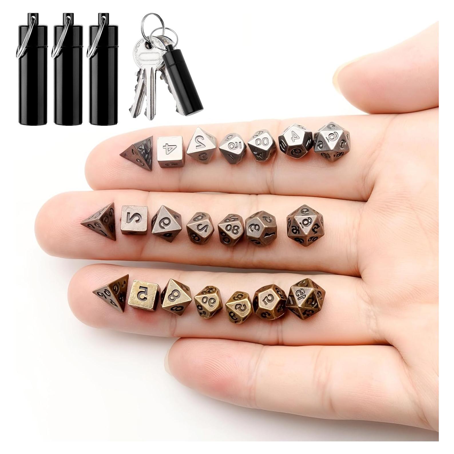 Conjunto de Dados Mini D&D Grevosea 21 Pcs Metal EDC