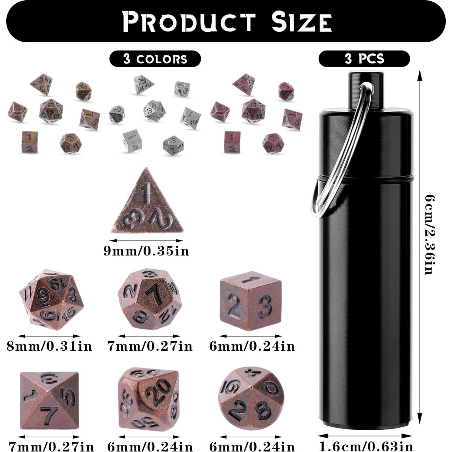 Conjunto de Dados Mini D&D Grevosea 21 Pcs Metal EDC