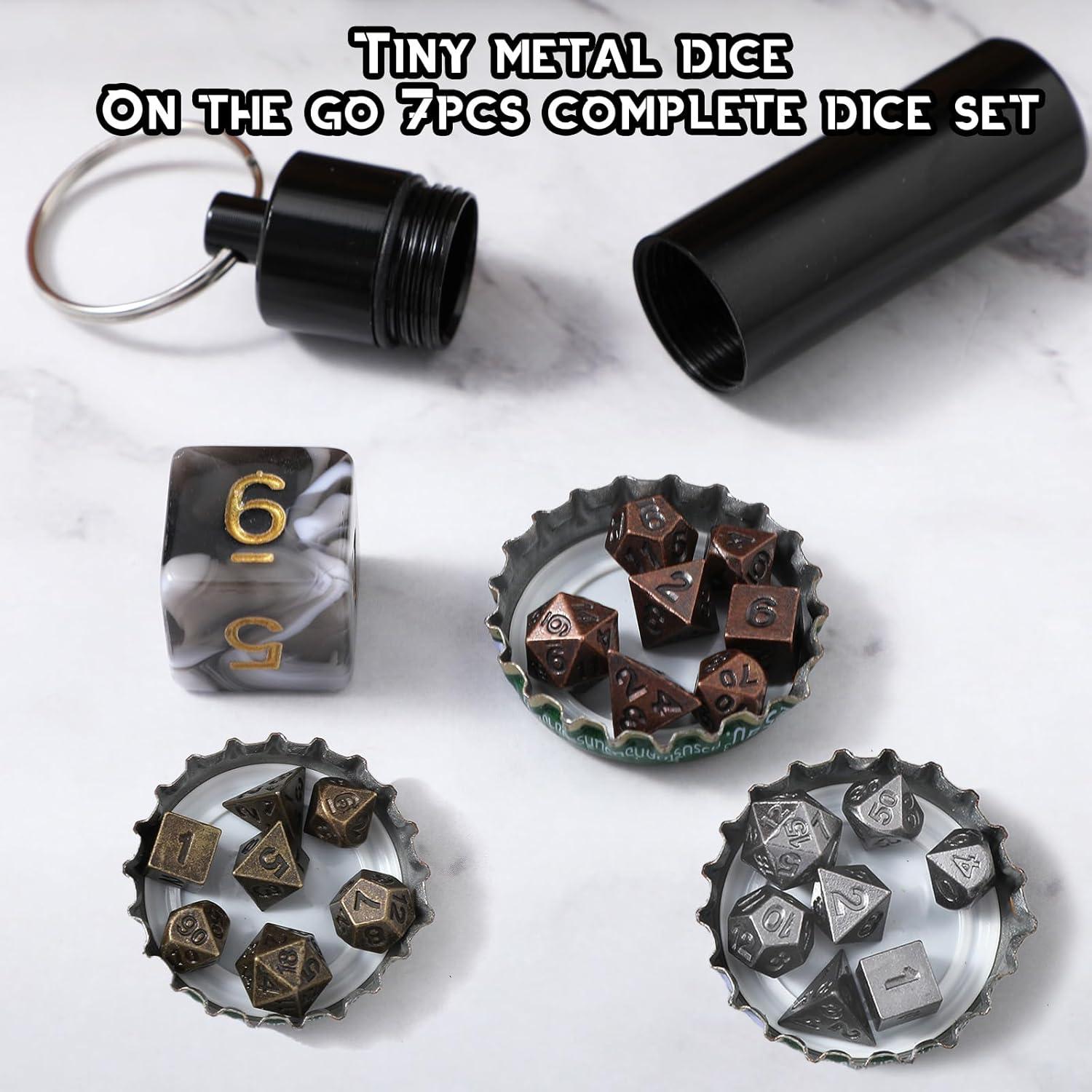 Conjunto de Dados Mini D&D Grevosea 21 Pcs Metal EDC