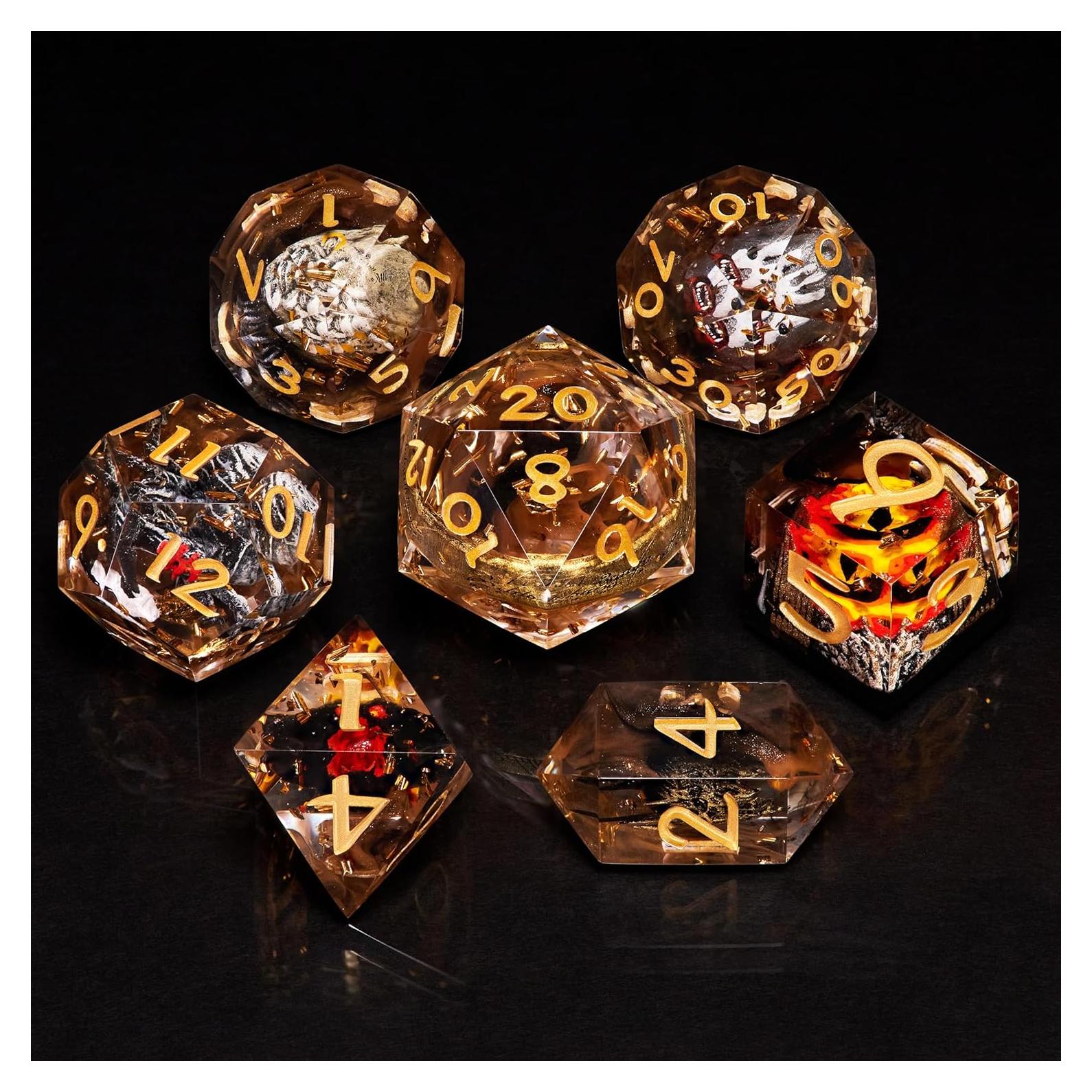 Juego de Dados Poliedricos 7 Piezas DiceBell - Élfico Dorado