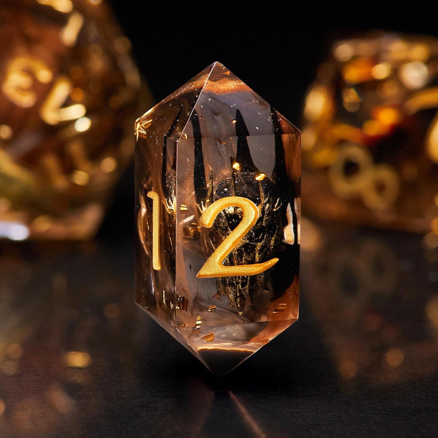 Juego de Dados Poliedricos 7 Piezas DiceBell - Élfico Dorado