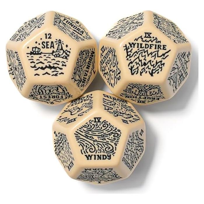 Juego de Dados Generador de Clima y Geografía Q Workshop - 3 D12 Jumbo