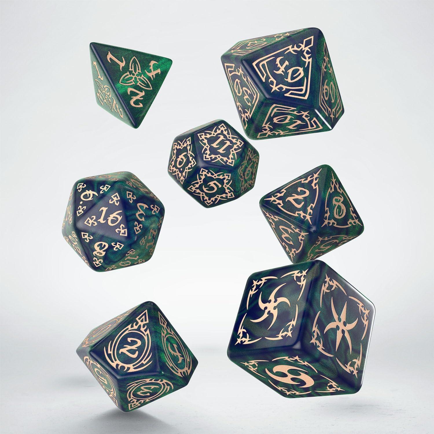 Conjunto de Dados Poliedricos RPG Anne Stokes 7 Piezas Azul-Verde