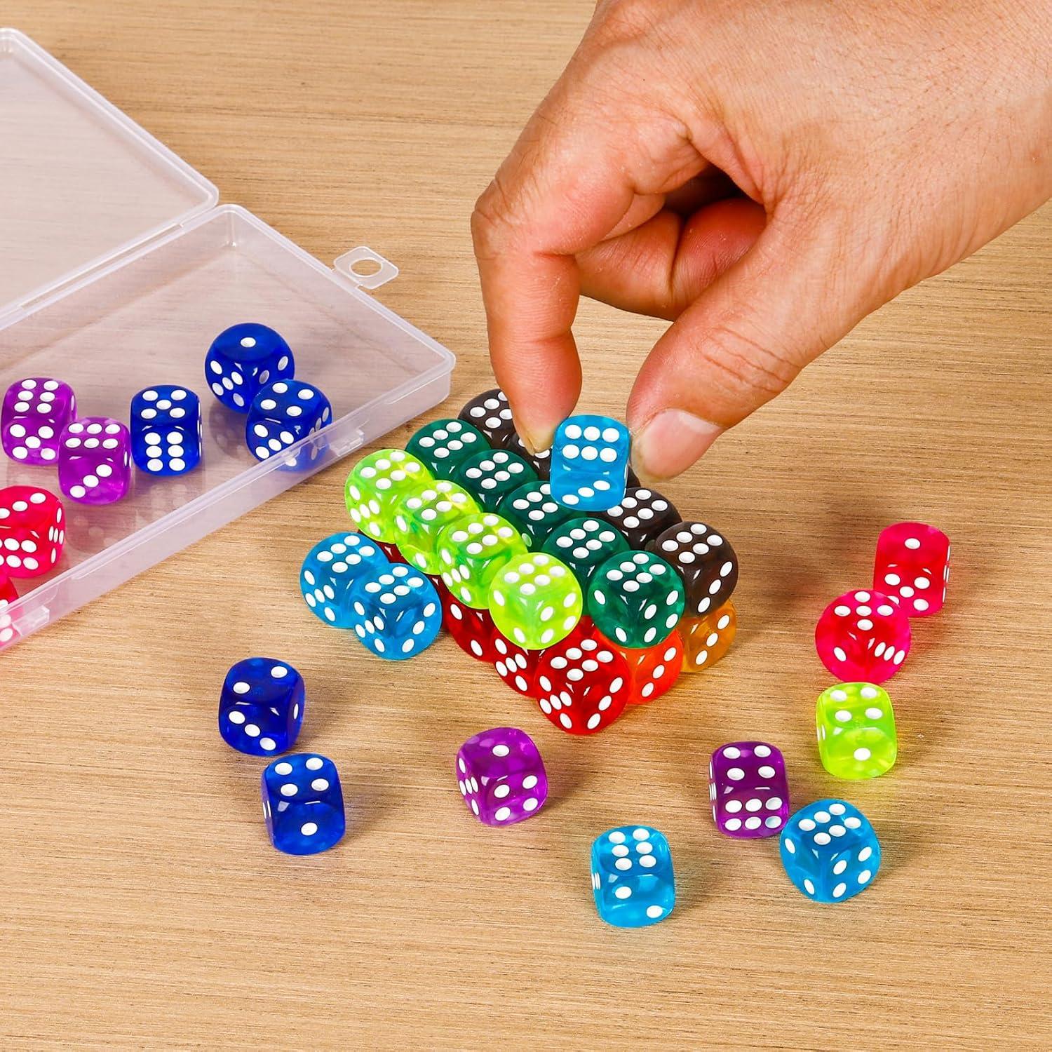 50 Dados de Colores Translúcidos Norlitec 14mm para Juegos