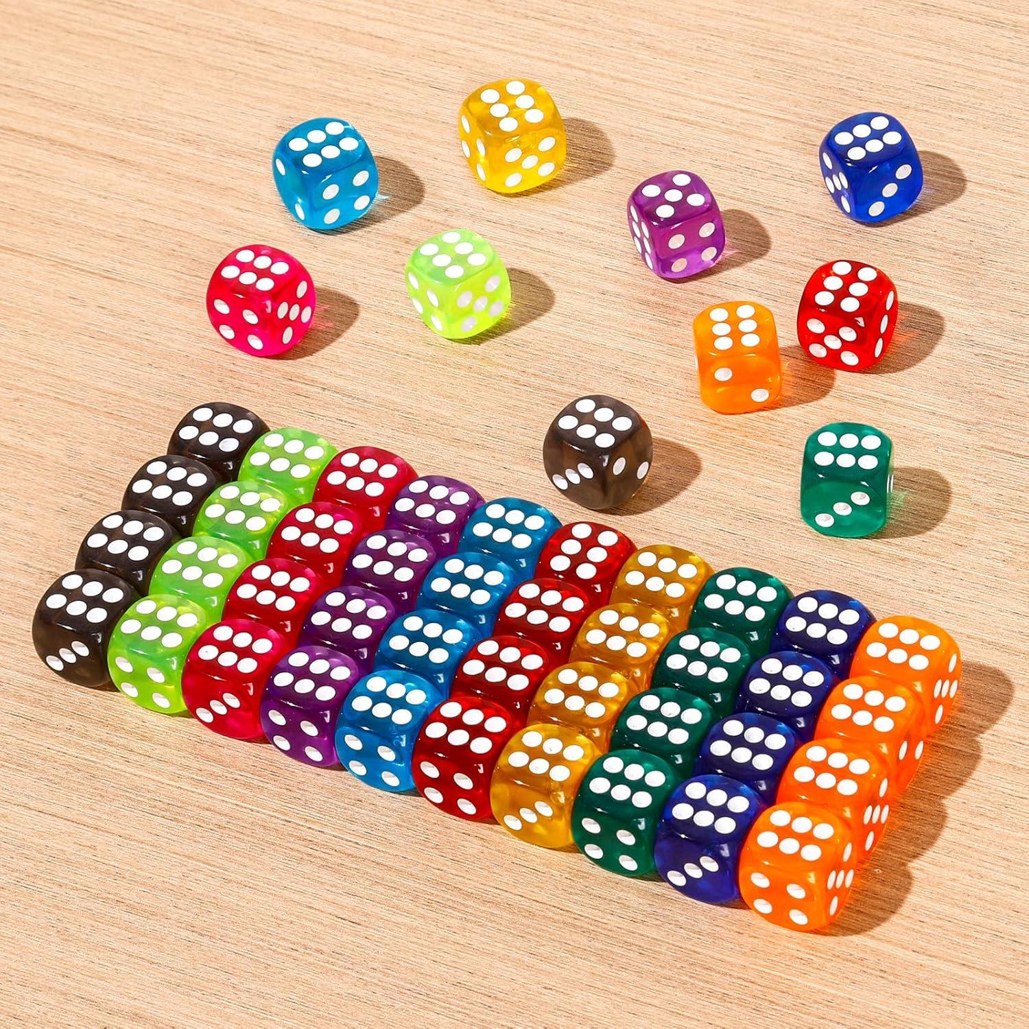 50 Dados de Colores Translúcidos Norlitec 14mm para Juegos