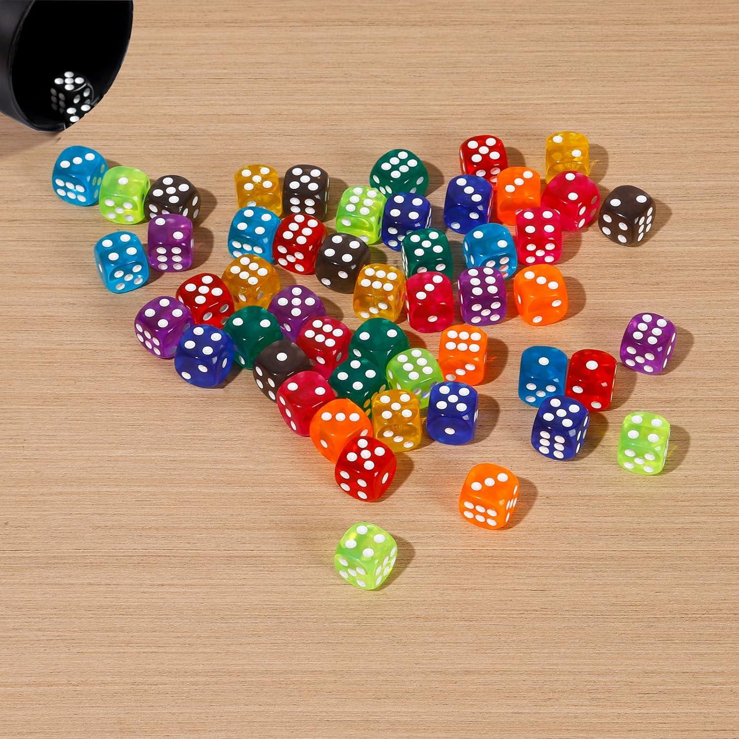 50 Dados de Colores Translúcidos Norlitec 14mm para Juegos