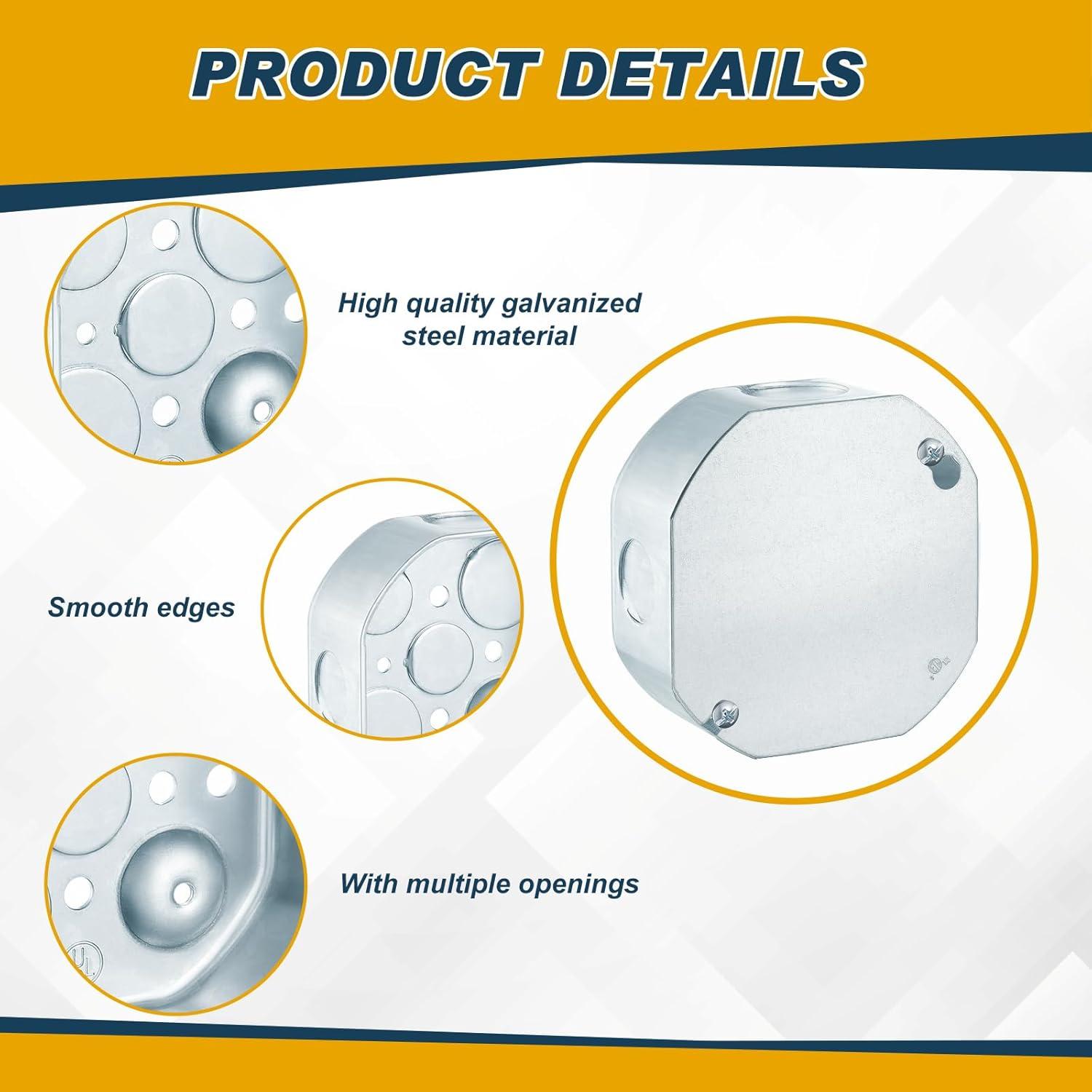 4 Cajas de Conexiones Eléctricas Octagonales Copkim 10.16x10.16 cm