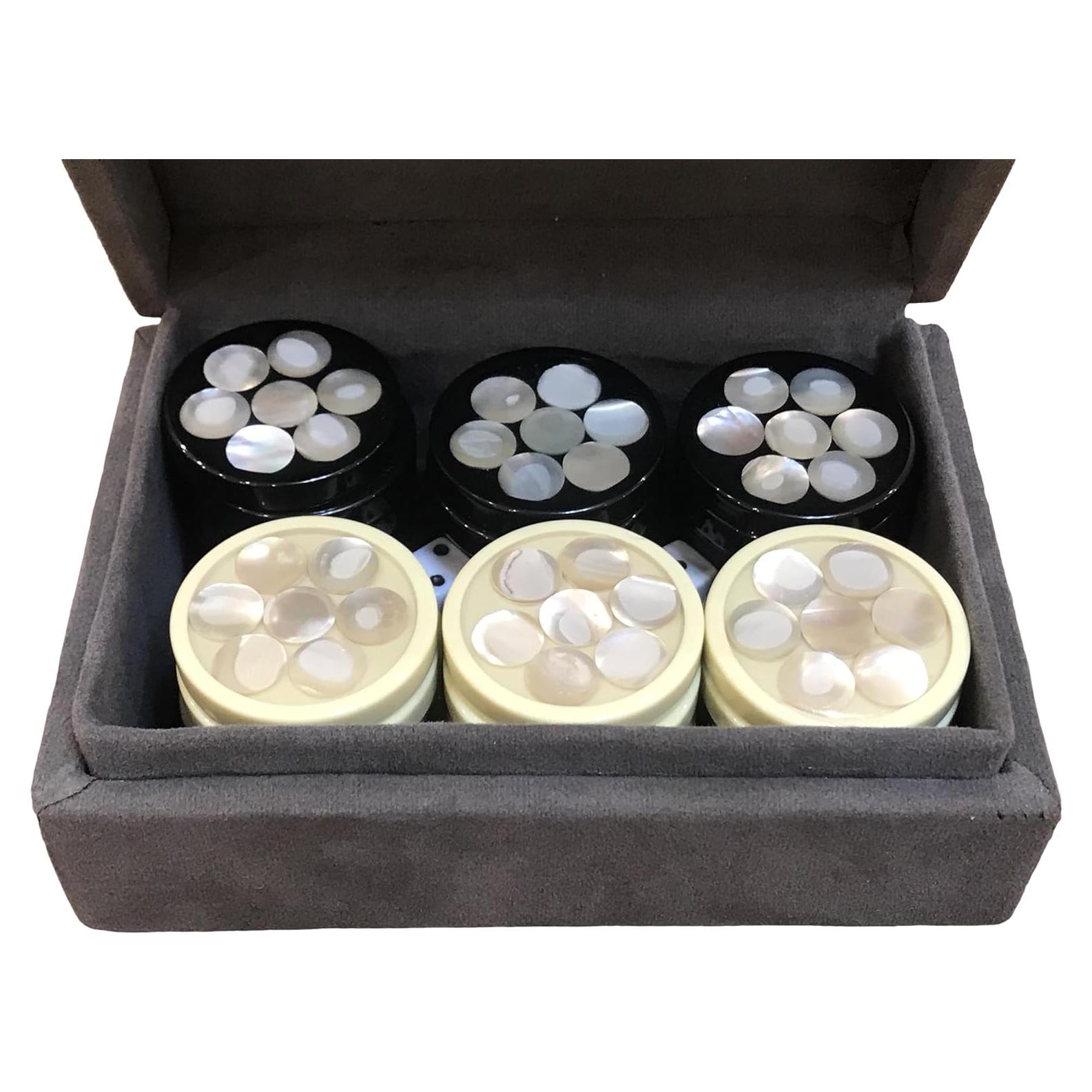 30 Fichas de Backgammon en Madreperla + 4 Dados - Taller Zayed