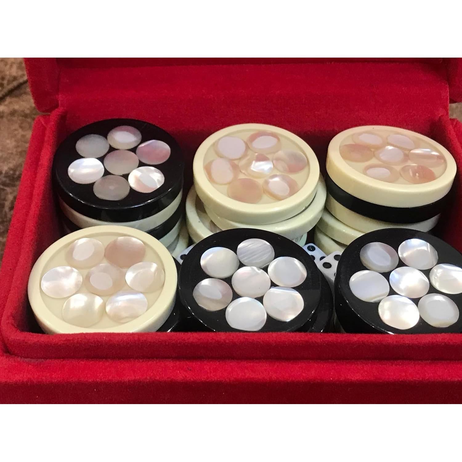 30 Fichas de Backgammon en Madreperla + 4 Dados - Taller Zayed