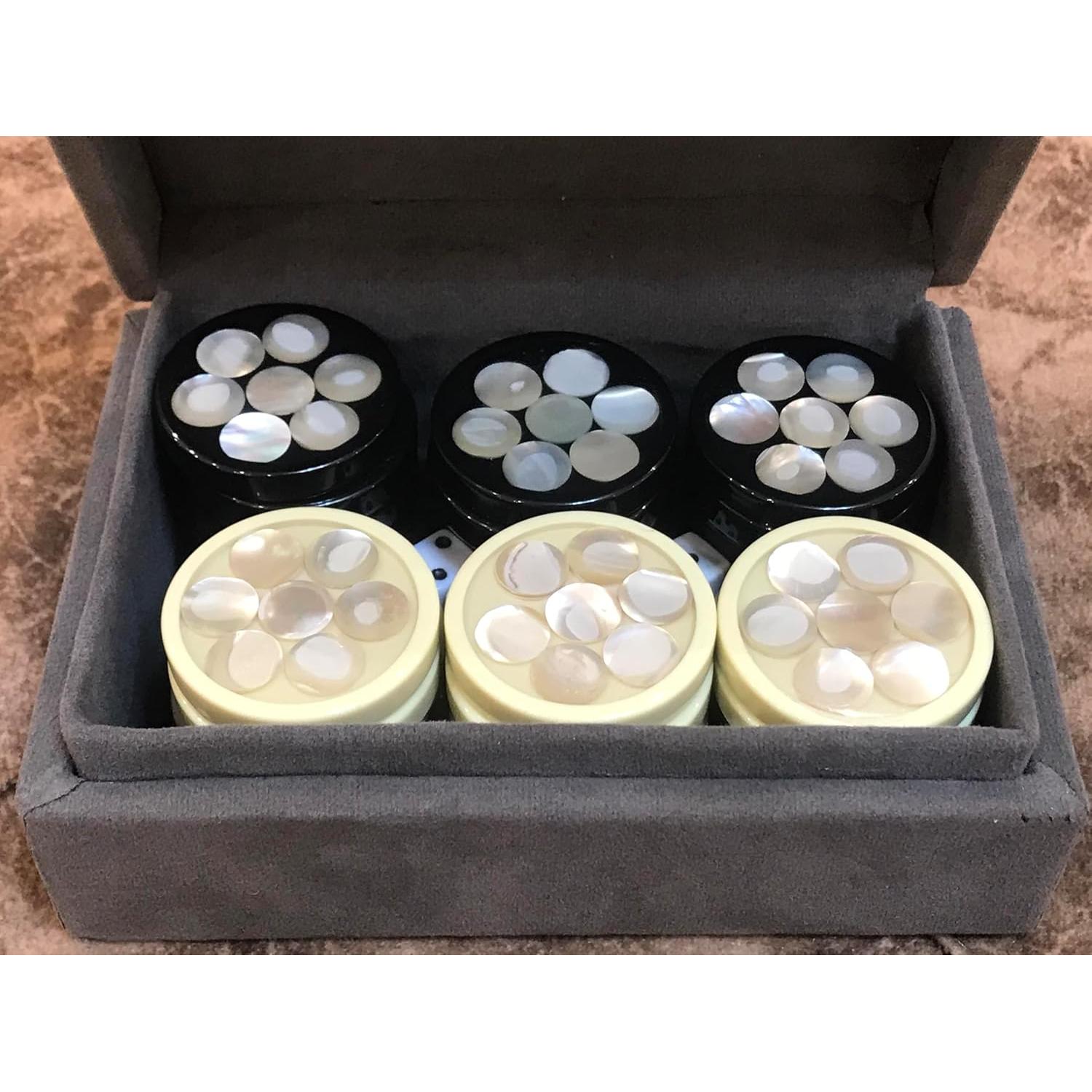 30 Fichas de Backgammon en Madreperla + 4 Dados - Taller Zayed