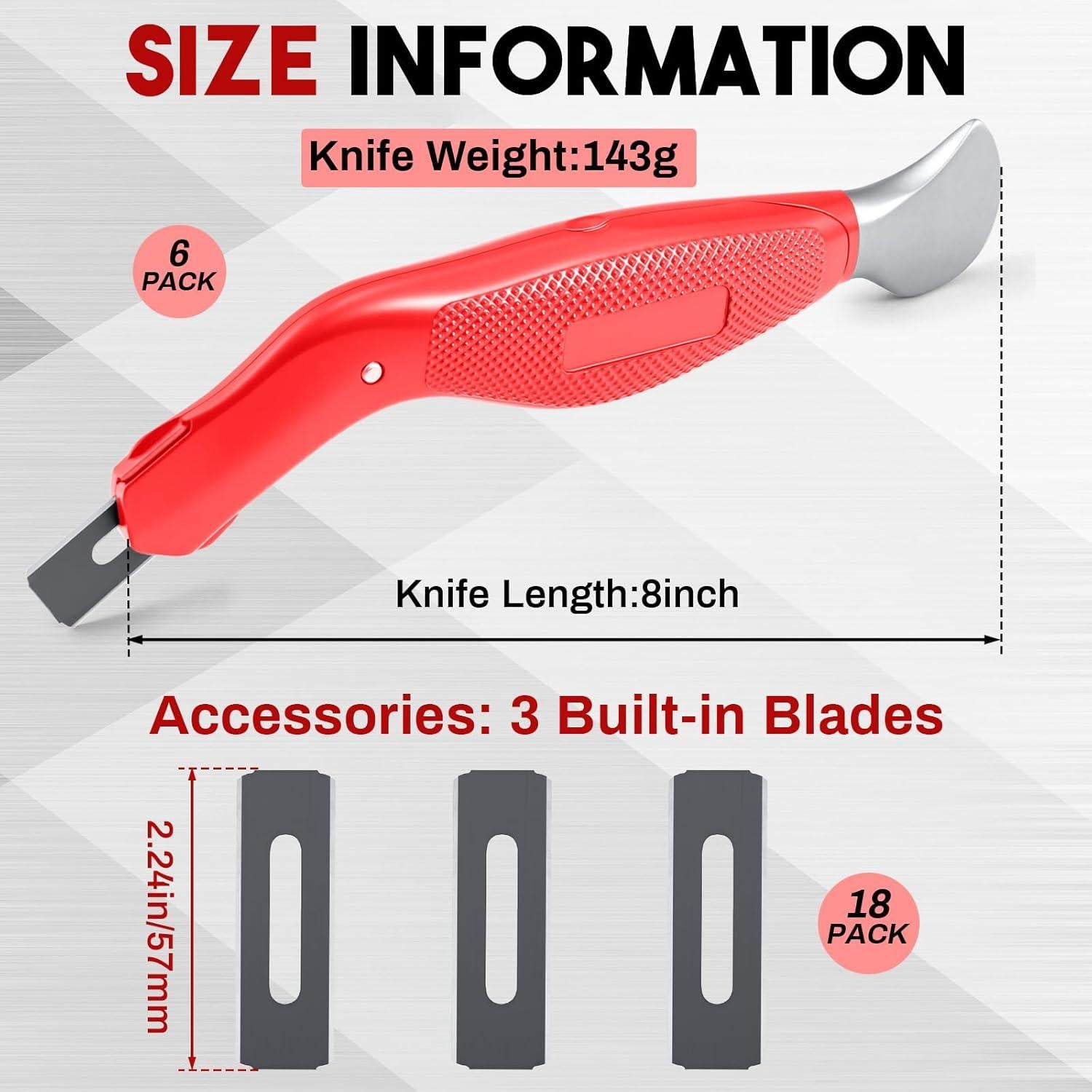 Cuchillos de Alfombra Lasnten 6 Piezas 20.32 cm Alta Resistencia