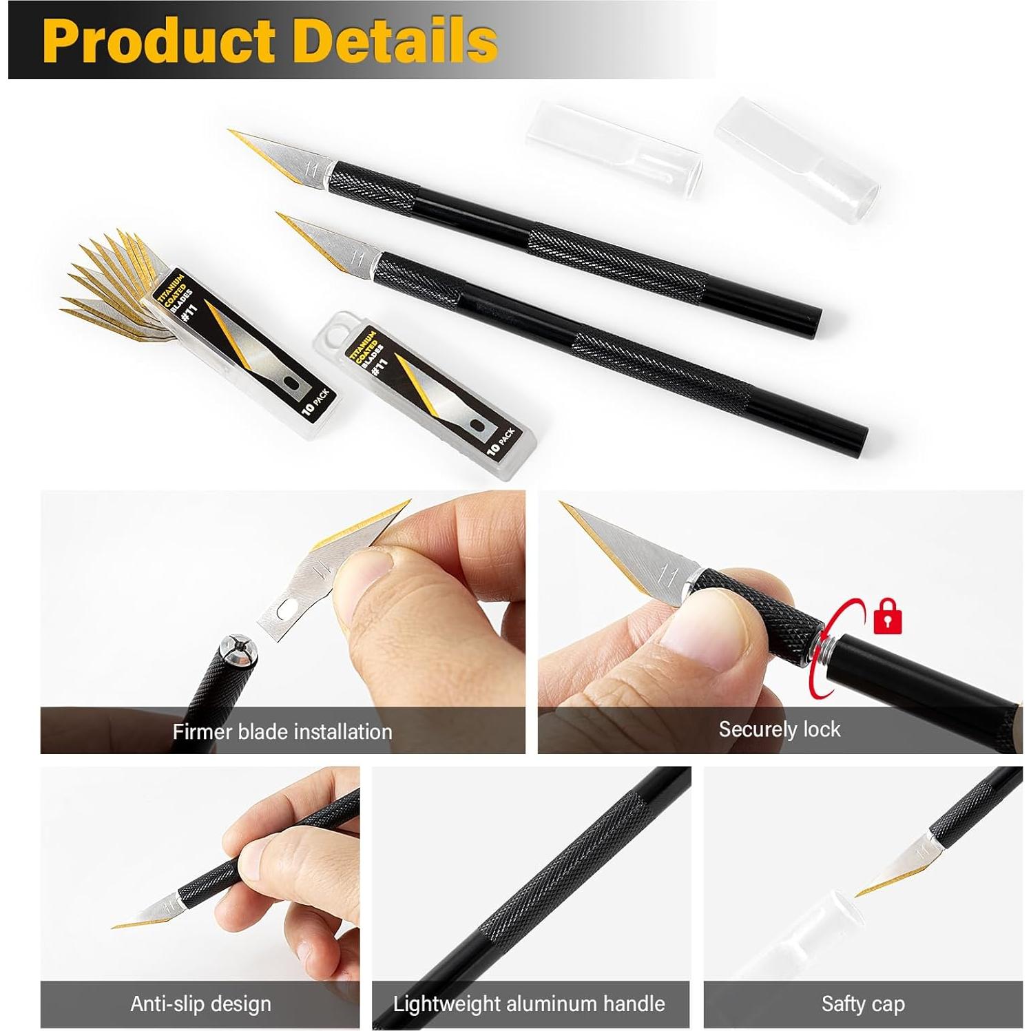 Juego de Cuchillos de Precisión Gomake 2PCS con 20 Cuchillas