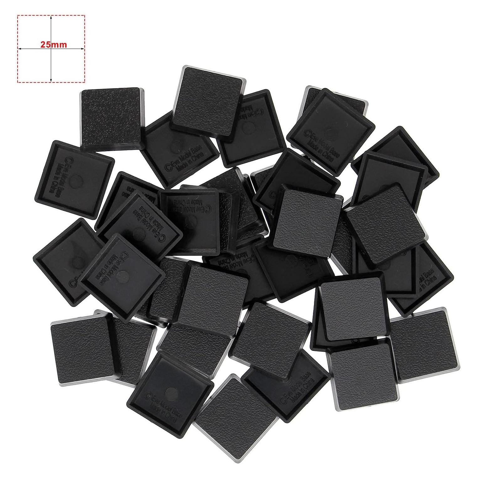 Bases Cuadradas Negras 20mm Evemodel - 40 Piezas para Wargames