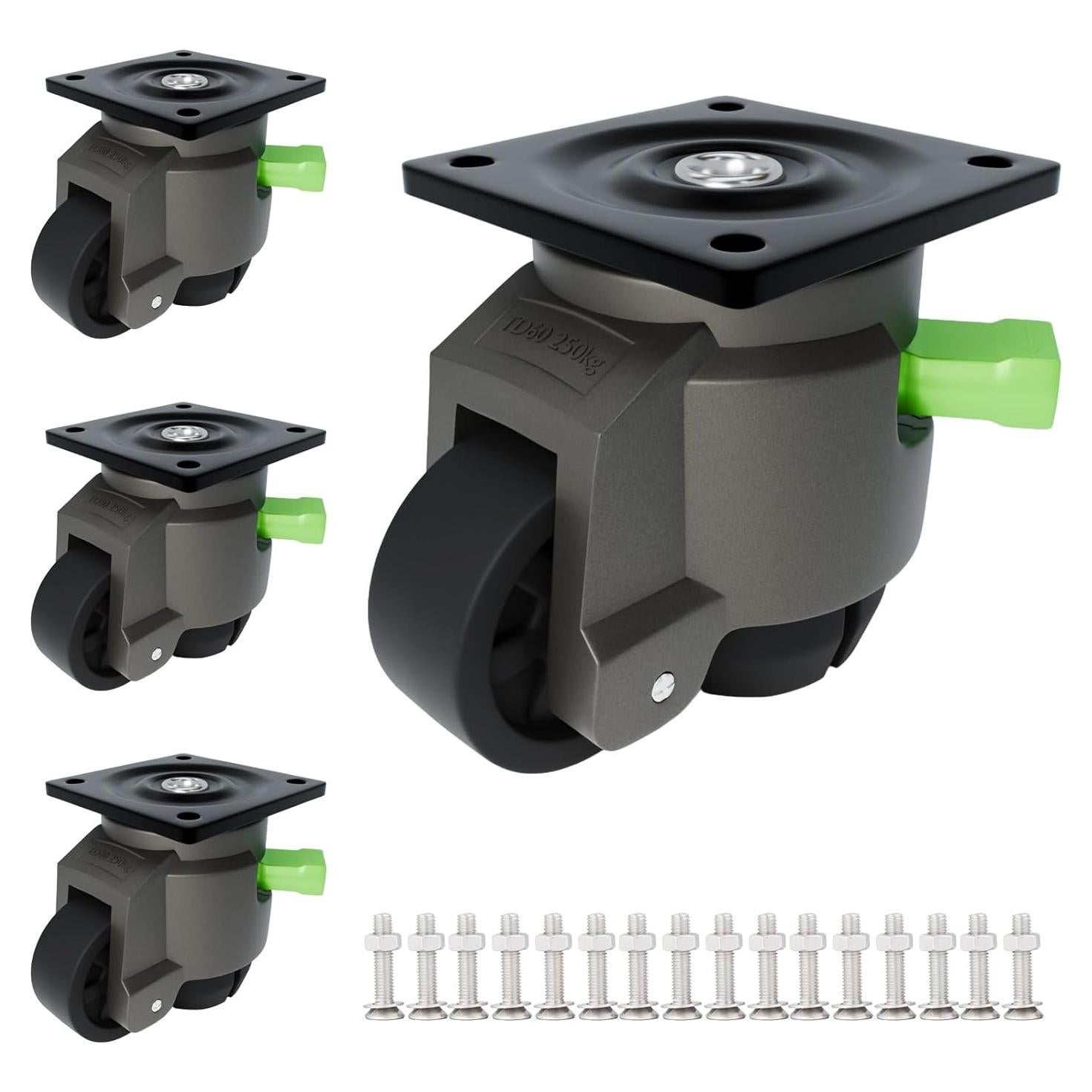 Paquete de 4 Ruedas Niveladoras TopHigh 60F Ajustables 1000 Kg