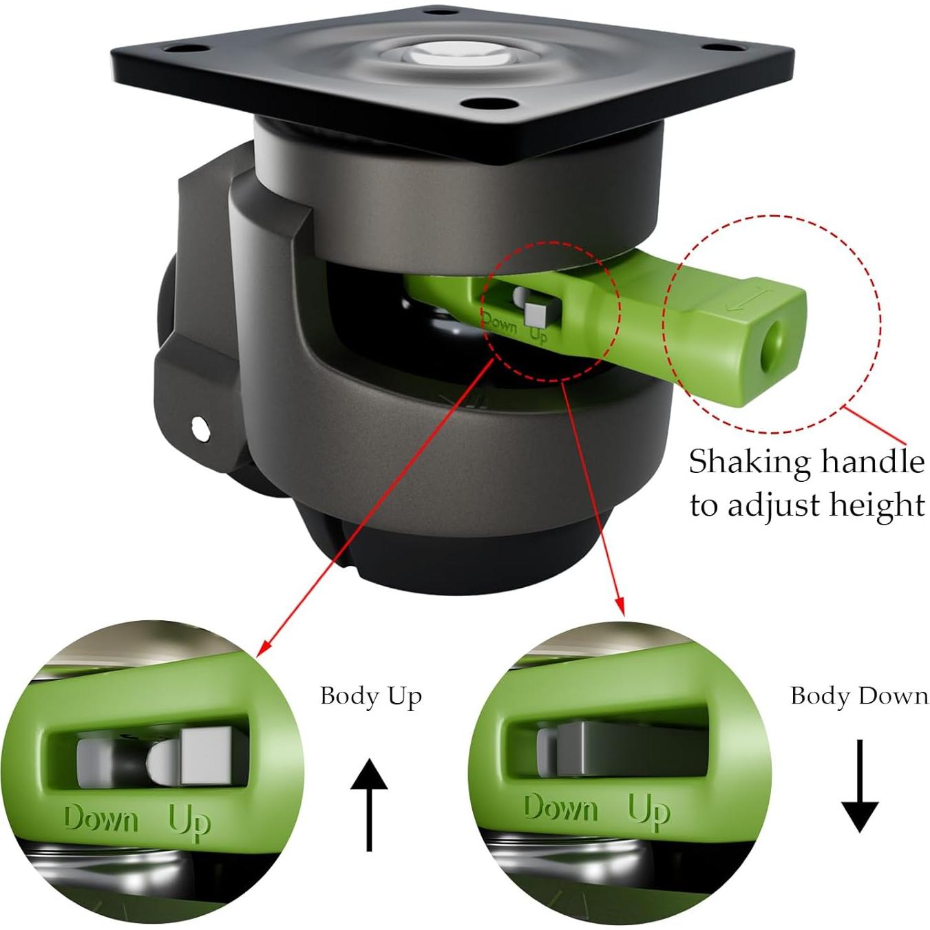 Paquete de 4 Ruedas Niveladoras TopHigh 60F Ajustables 1000 Kg