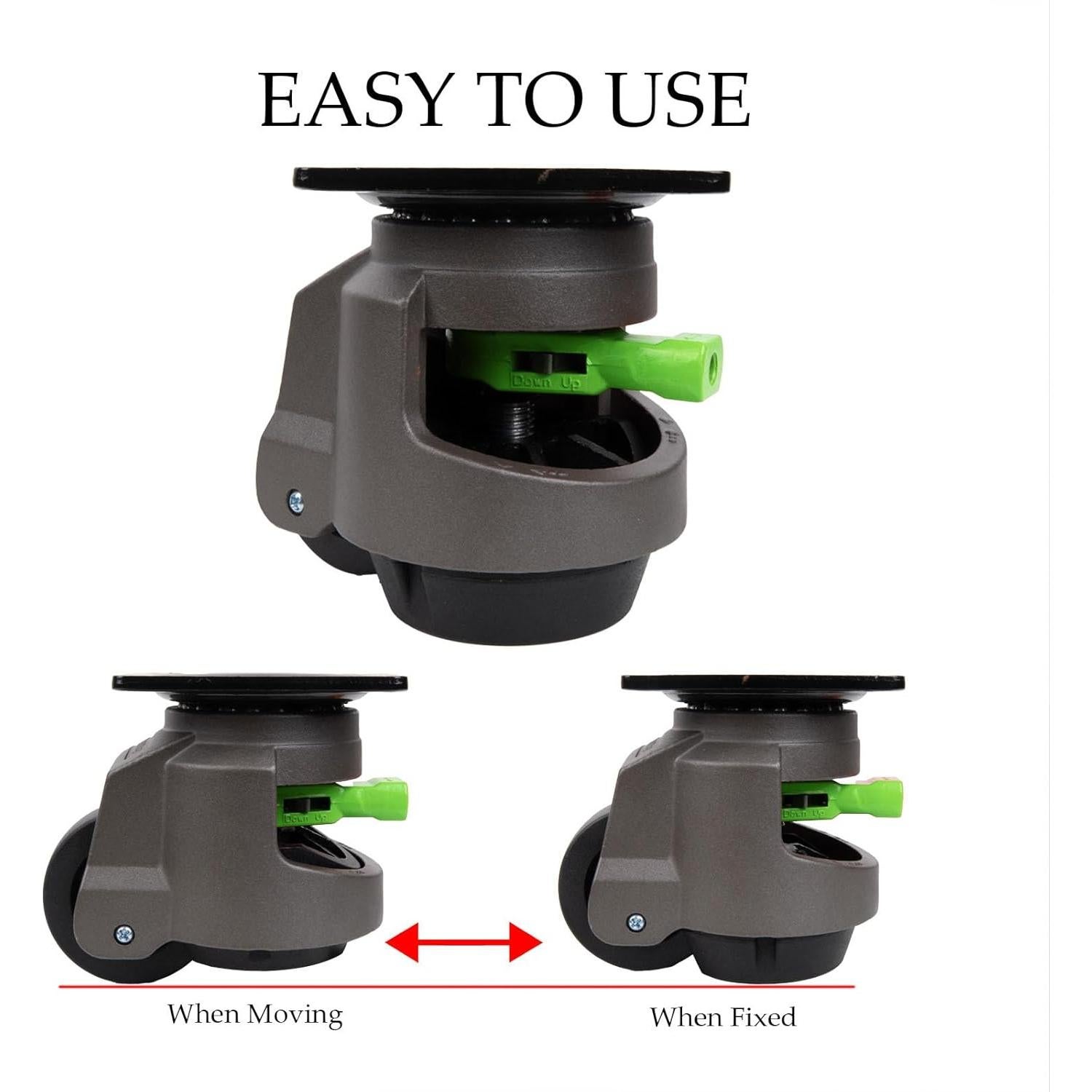 Paquete de 4 Ruedas Niveladoras TopHigh 60F Ajustables 1000 Kg