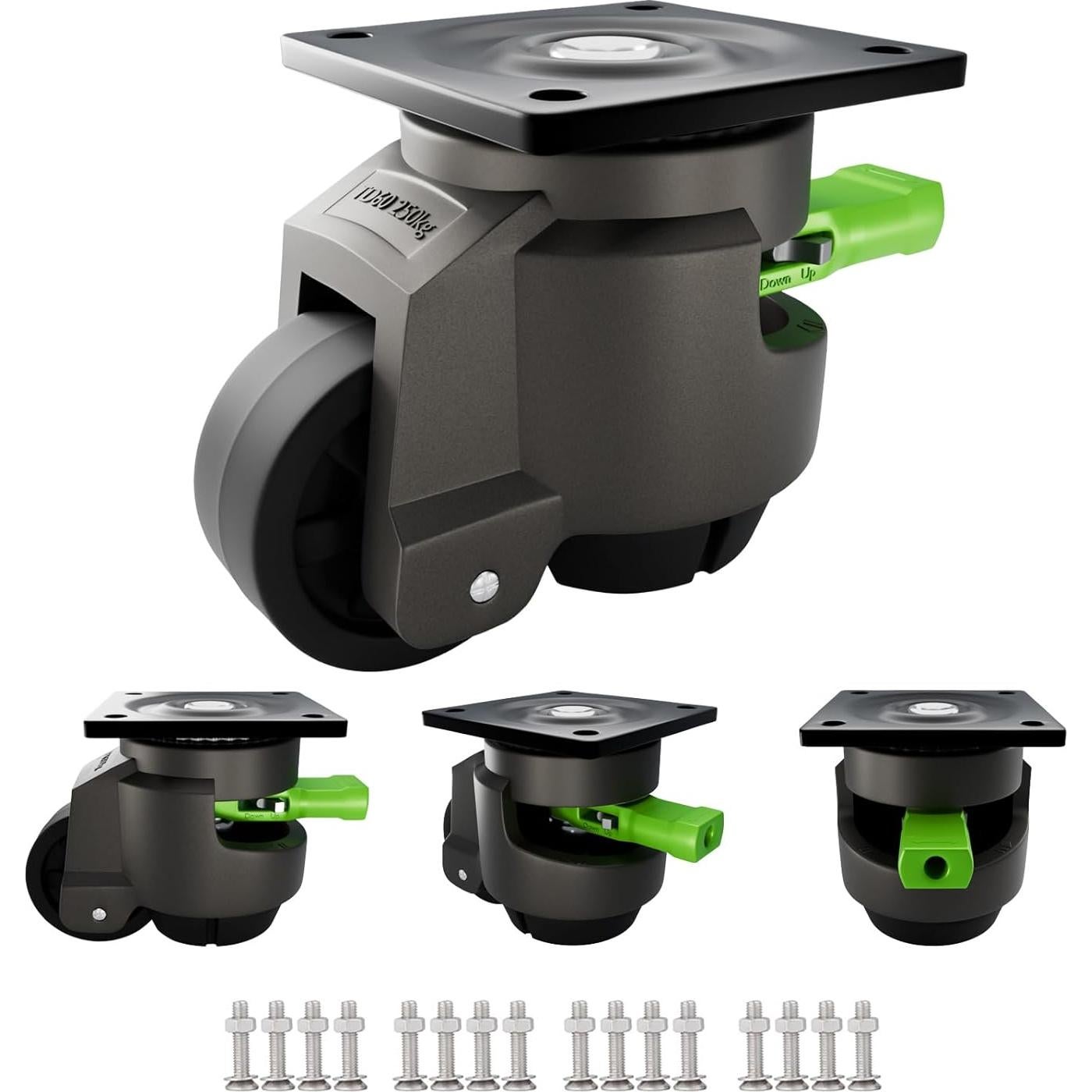 Paquete de 4 Ruedas Niveladoras TopHigh 60F Ajustables 1000 Kg