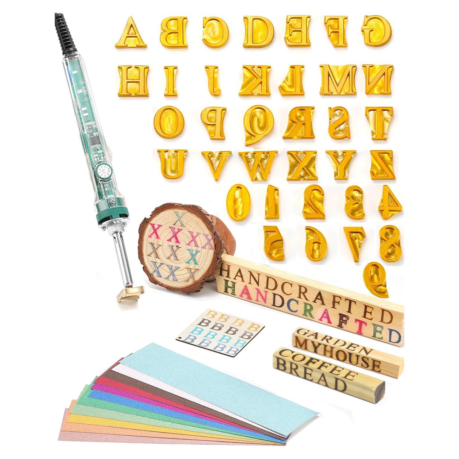 36 Piezas Letras y Números de Latón para Hierro de Marca 60W