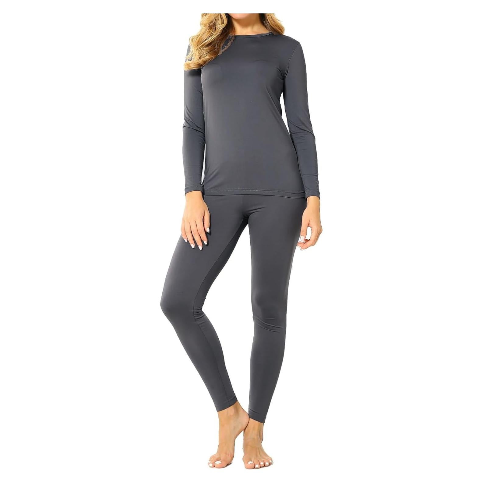 Conjunto Ropa Interior Térmica Mujer 9M Forro Polar Gris