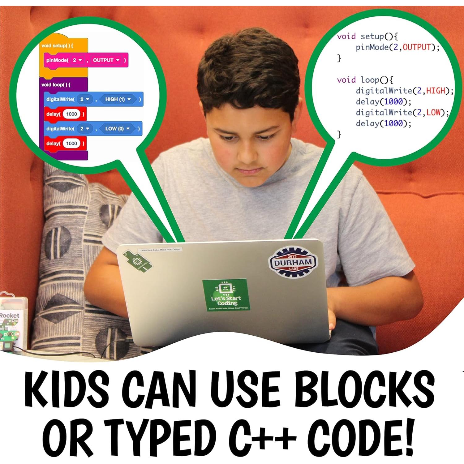 Code Rocket Coding Toy for Kids 8+. Girls & Boys Learn Block & Typed C++ Programming with Circuits. 20+ Space-Themed Projects Teach Code Hands-On. All-Inclusive Coding Game for Kids Ages 8-12+ & Teens