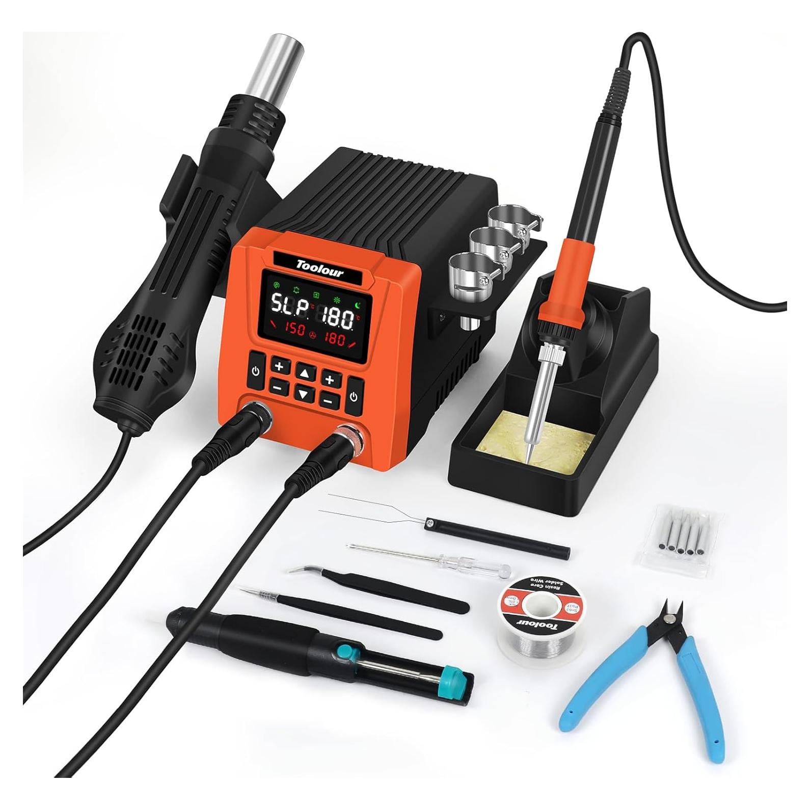 Estación de Soldadura 2-en-1 Toolour 851D con 9 Accesorios