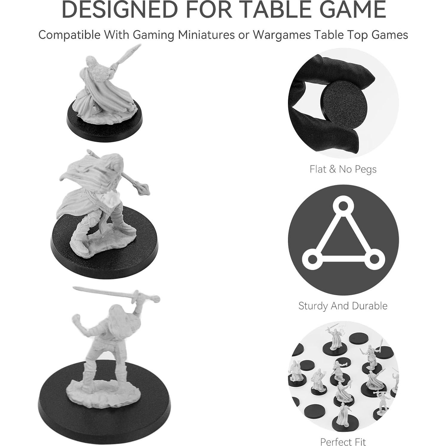 100PCS Bases Redondas Plástico Negro TITAWU 25mm 32mm 40mm