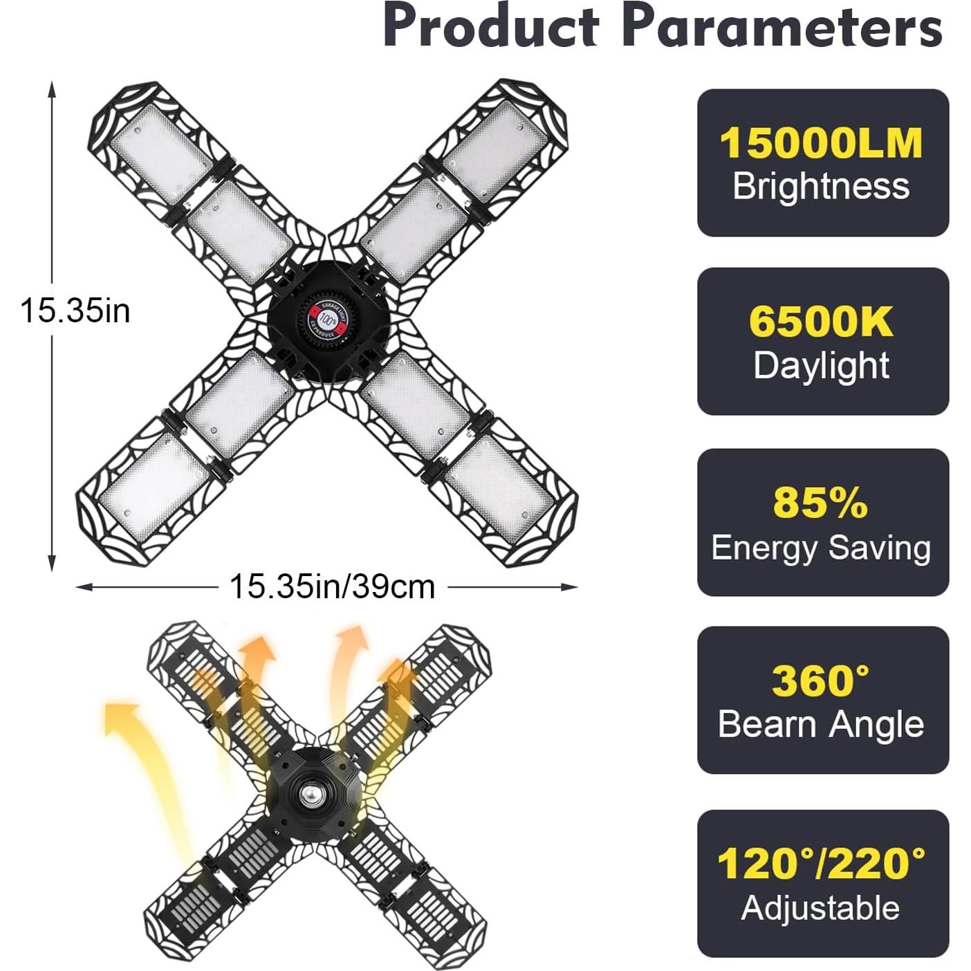 Paquete de 2 luces LED PINSAI 200W 20000 lúmenes ajustables