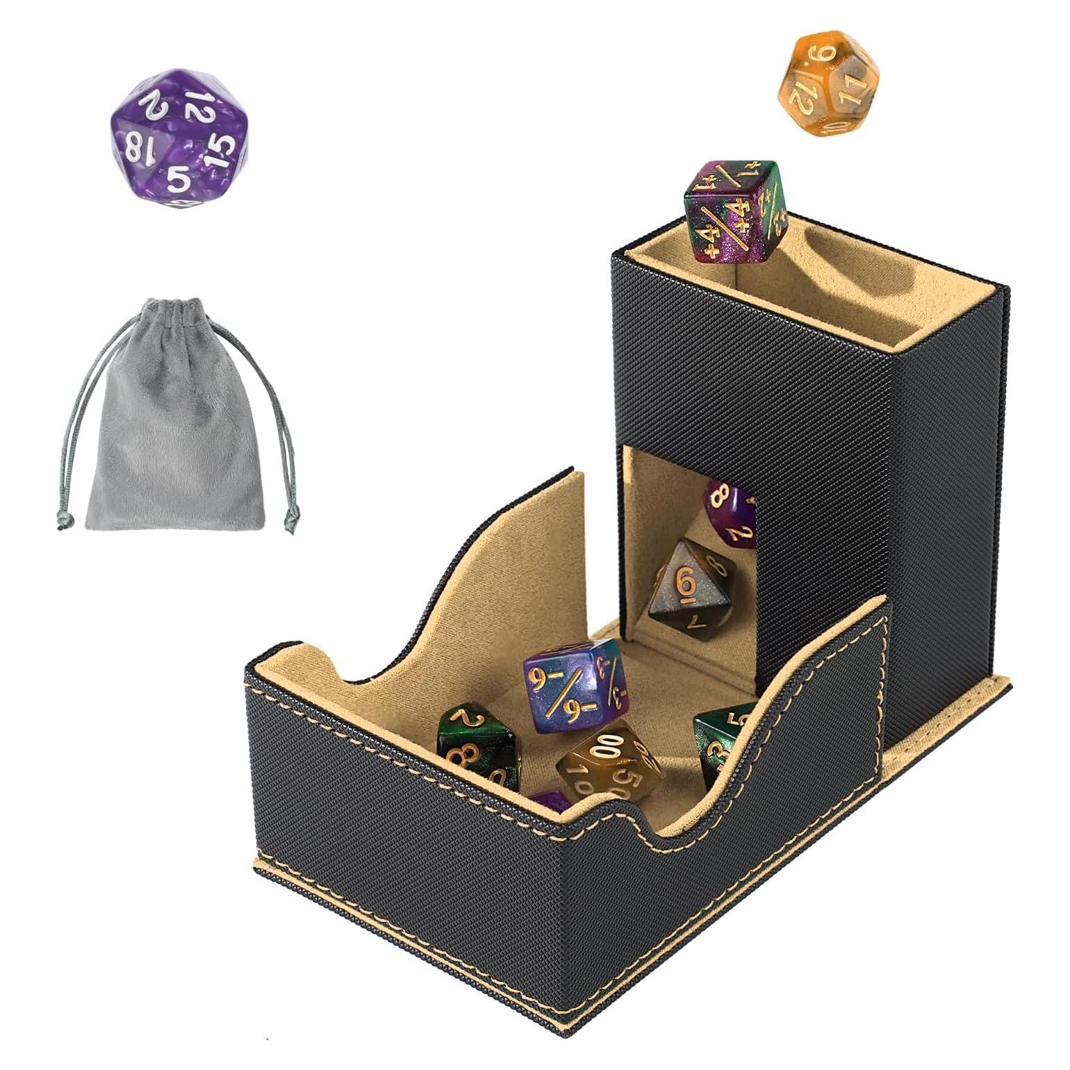 Torre de Dados Plegable Stepane de Cuero PU Negro/Marrón