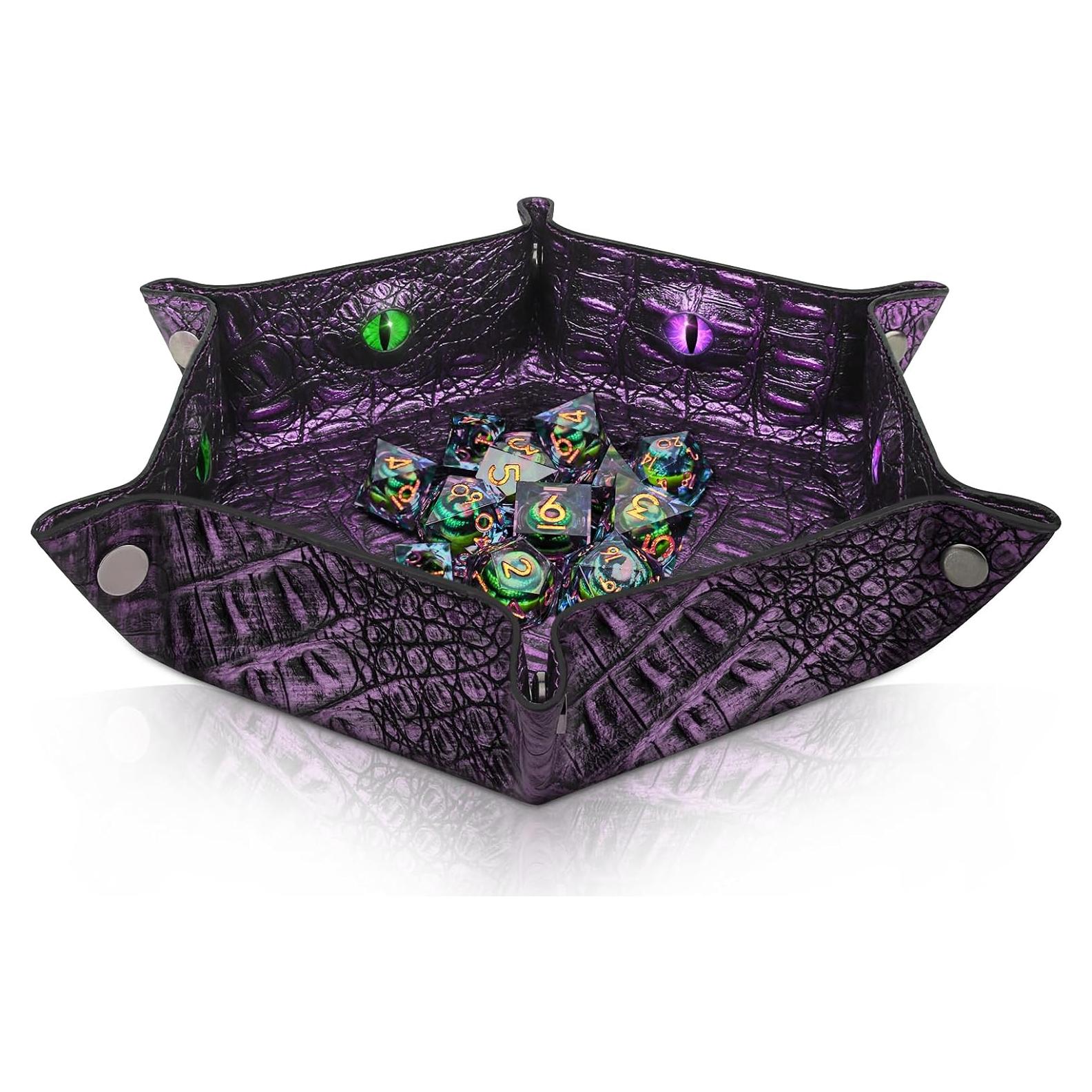 Bandeja de Dados Hexagonal Byhoo Púrpura, Plegable y Duradera