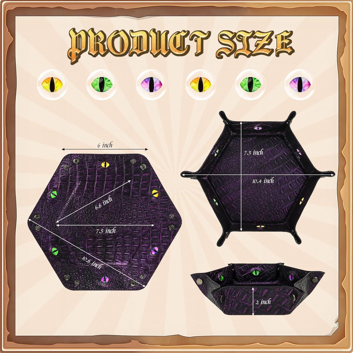 Bandeja de Dados Hexagonal Byhoo Púrpura, Plegable y Duradera