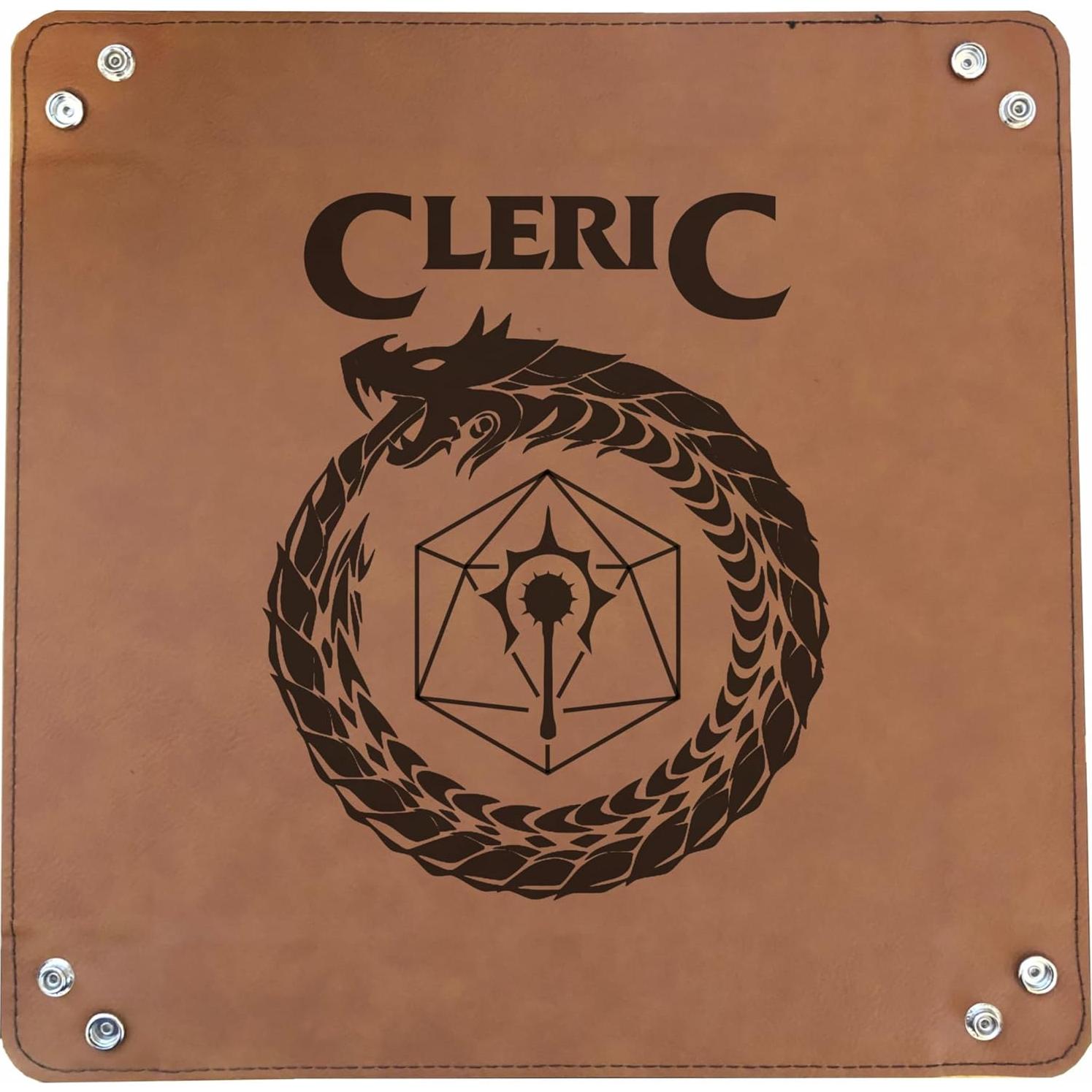 Bandeja para Lanzar Dados D&D Grabada en Cuero Sintético Marrón
