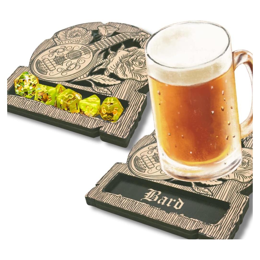 Bandeja de Dados Bardo Rhenuzu 15x13 cm - Posavasos de Madera